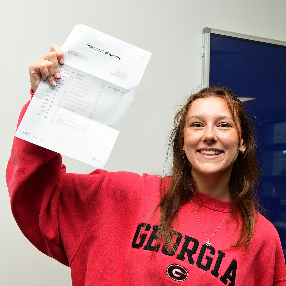 Image of student receiving exam results