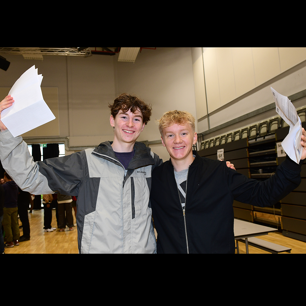 Image of students receiving exam results