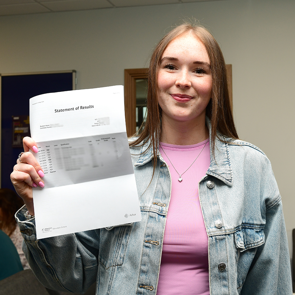 Image of student receiving exam results