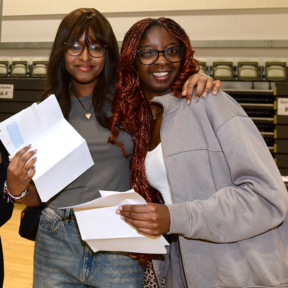 Image of students receiving exam results